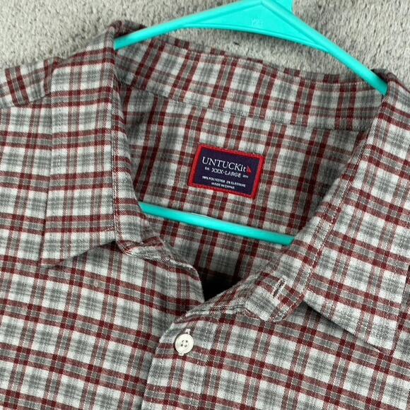 Untuckit Flannel Button Shirt Men's 3XL Gray Red Plaid Outdoors Work Causal - Picture 5 of 11